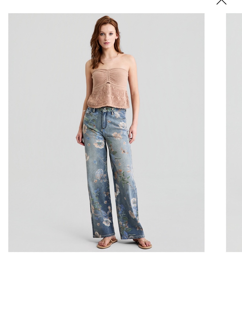 Floral-Print Relaxed Jeans - Blue